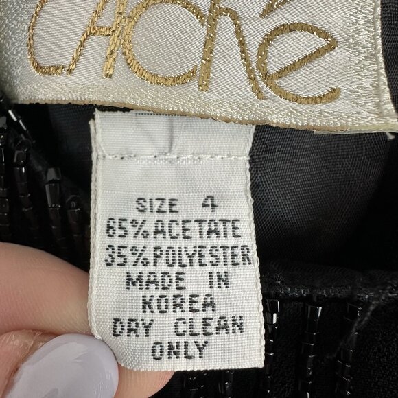 Vtg 90s Cache Slip Dress Fairy Grunge Sz 4 Beaded Fringe V Neck Cocktail Cruise - Picture 3 of 13